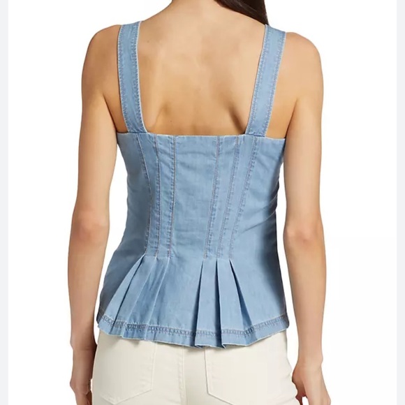 VERONICA BEARD $295 FADE DENIM PEPLUM SQAURE NECK TANK TOP SIZE 12 GUC - Picture 11 of 11